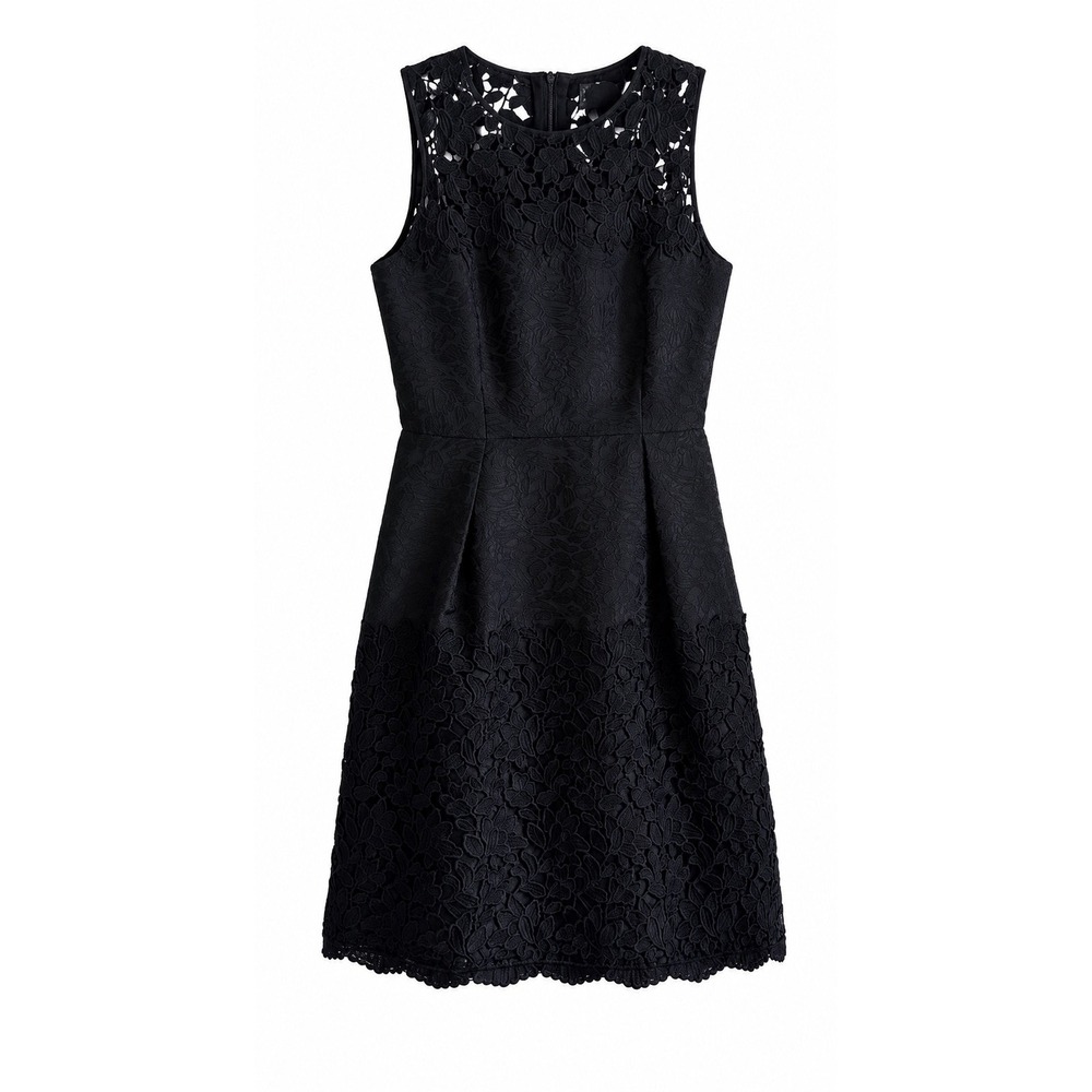 WHBM White House Black Market Black Lace Fit Flare Dress Size 0 NWOT Elegant